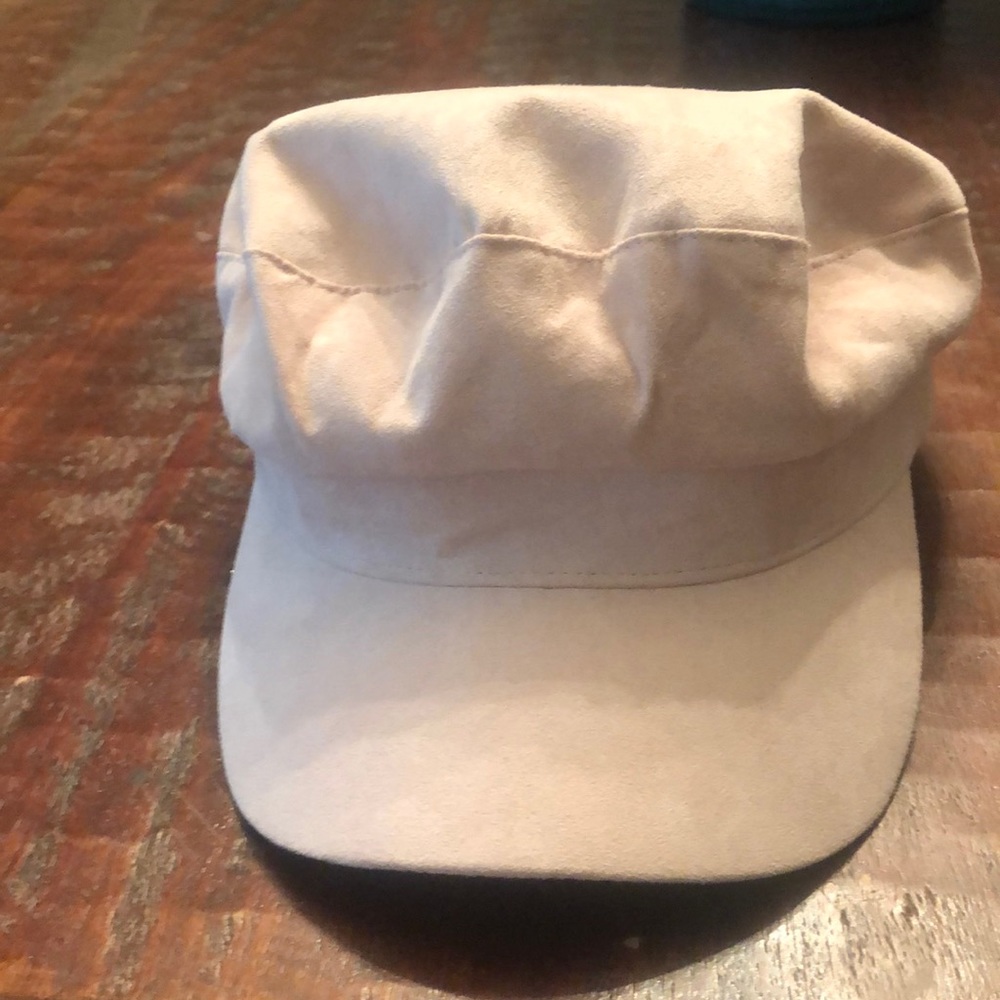 Pink faux suede captains hat